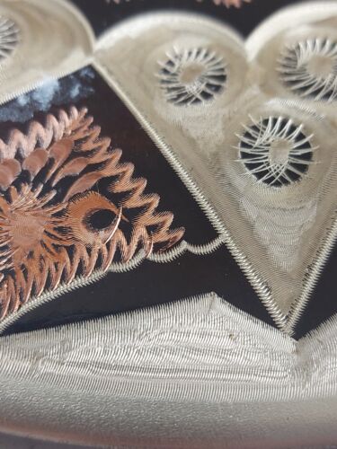 Etched Copper Wall Hanging Plaque Plate Star Gold Tone & Black Vintage - Picture 12 of 12