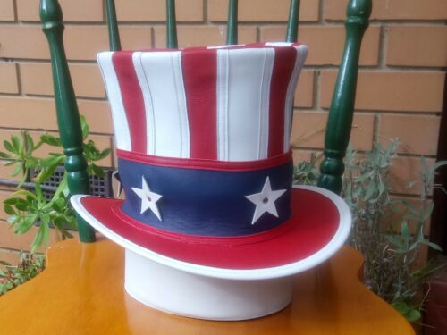 Extra Tall Uncle Sam American Style Stars and Stripes Top Hat - Picture 2 of 3