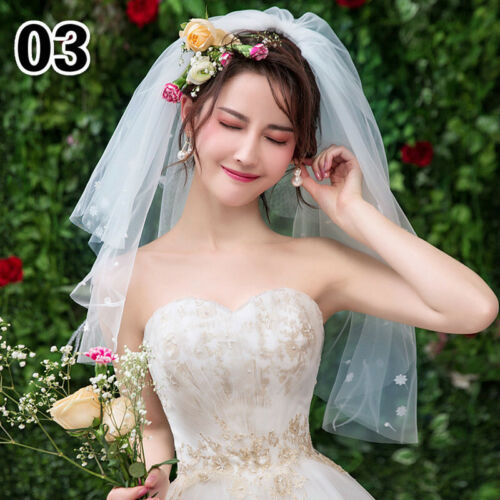 Elegant Short Bridal Tulle Veils Two Layers with Comb Wedding Accessories White - Picture 14 of 21