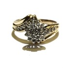 10k yellow gold .35ct SI2 H diamond cluster band ring 3.6g vintage ladies 5.75 — photo 1