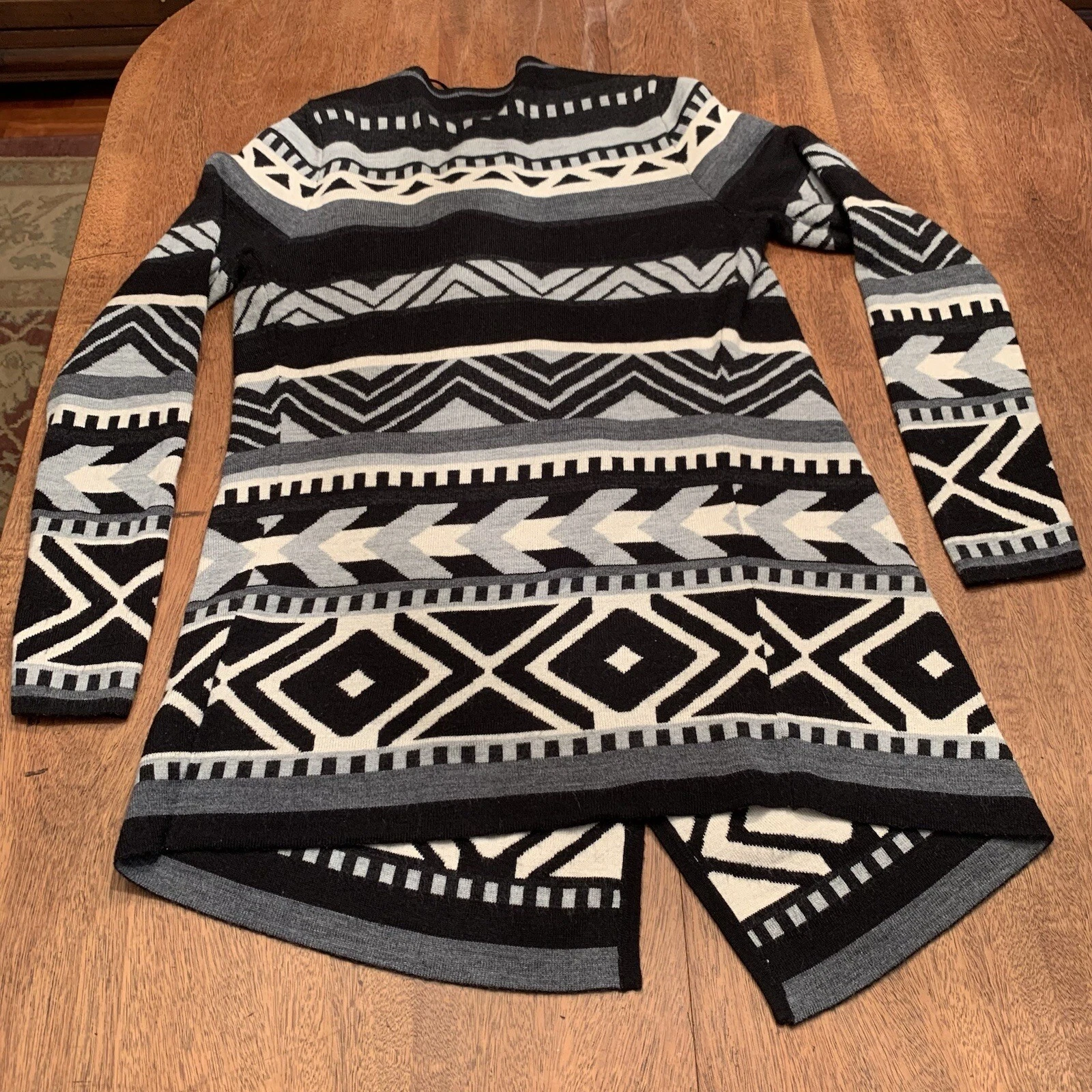 smartwool camp house open wrap cozy aztec stripe merino wool sweater