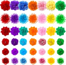 Saintrygo 42 Pcs Dog Collar Flowers Pet Bows Floral Charms Tie Multi-Color Cute 