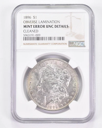 Mint Error UNC Details 1896 Morgan Silver Dollar - OBV Lamination NGC *8851