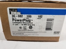 Bx/100 Ideal 30-082 PowerPlug Luminaire Disconnect Model 182  2 Pole 18AWG