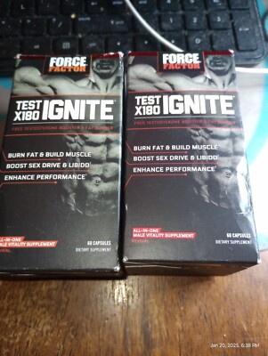 2.X Force Factor Test X180 Ignite Burn Fat Boost Vitality & Energy 120Caps  New