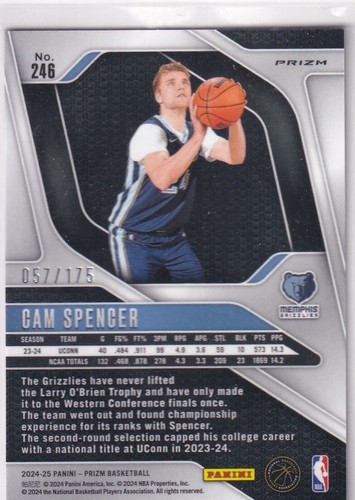 2024-25 Panini Prizm NBA No. 246 Cam Spencer Rookie White Prizm 57/175 - Bild 2 von 2