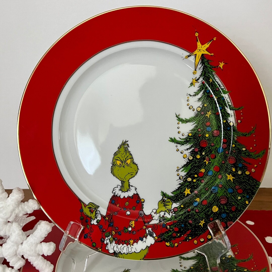Dr. Seuss The GRINCH Who Stole Christmas 10 5/8" Dinner Plates Set of