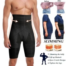 Mens Compression High Waist Slimming Shorts Tummy Control Body Shaper Pants
