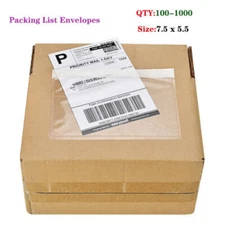Clear Packing List Invoice Label Pouches Shipping Envelopes Adhesive 7.5x5.5 6x9
