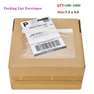 Clear Packing List Invoice Label Pouches Shipping Envelopes Adhesive 7.5x5.5 6x9