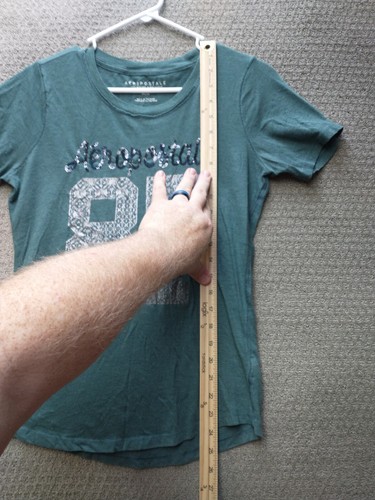 Aeropostale Shirt Womens Medium Short Sleeve Blue Green Teal Logo Ladies - Picture 7 of 14
