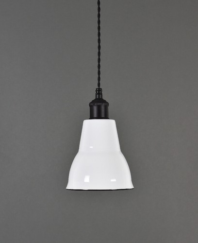 Factory Enamel Light Shade Pendant Coolie White Classic Vintage Industrial - Picture 17 of 30