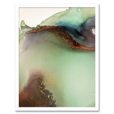 Abstract Paint With Green Gold 12X16 Inch Framed Art Print