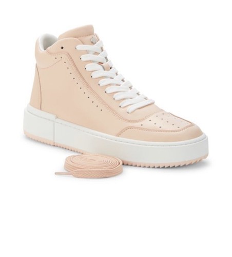 Stuart Weitzman 10/40.5 Ryan- High Top Lace Up Pink Perforated Leather Sneakers,