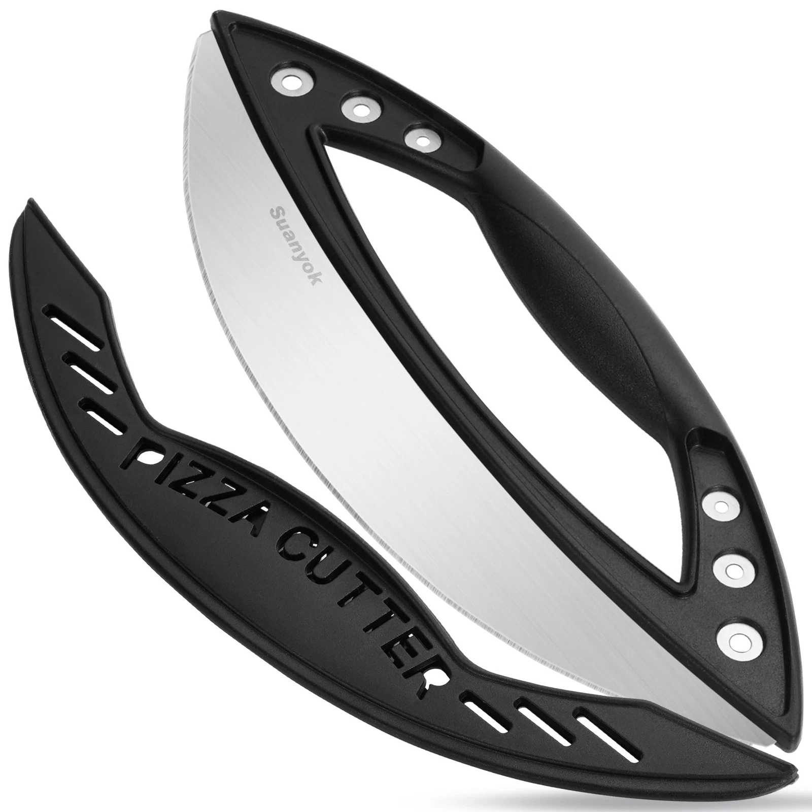 Premium Pizza Cutter Rocker Blade with Cover, 12" Stainless Steel Large Wheel...