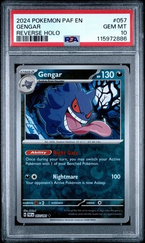 PSA 10 GEM MINT Gengar 057/091 SV: Paldean Fates Reverse Holo POP 109
