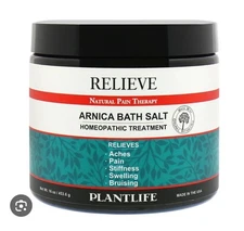 Plantlife Organic Arnica Relieve Bath Salts Analgesic 16oz Aches Pain Swelling