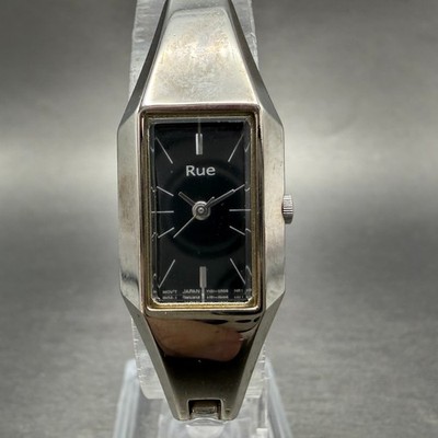 Seiko ALBA Rue Watch Women 17mm Black Dial Silver Rectangle Y151-5E20 New batt