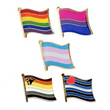 SET OF 5 PRIDE FLAG LAPEL PINS 0.5" Lesbian Gay Bi Trans Bear Leather Rainbow