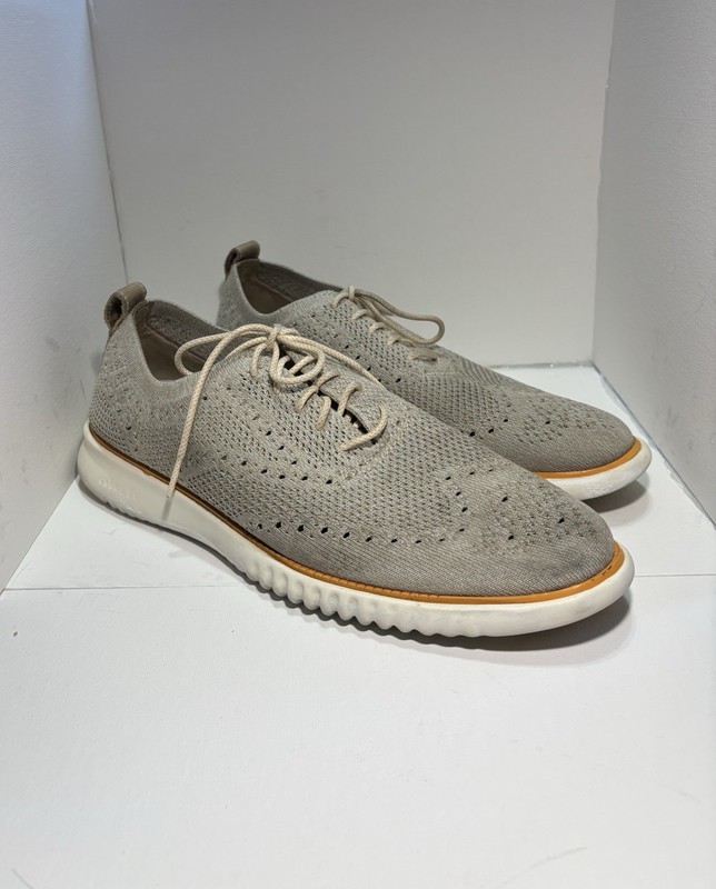 Cole Haan 2.ZeroGrand Stitchlite Wingtip Oxford Mens 10M Gray Knit Shoes