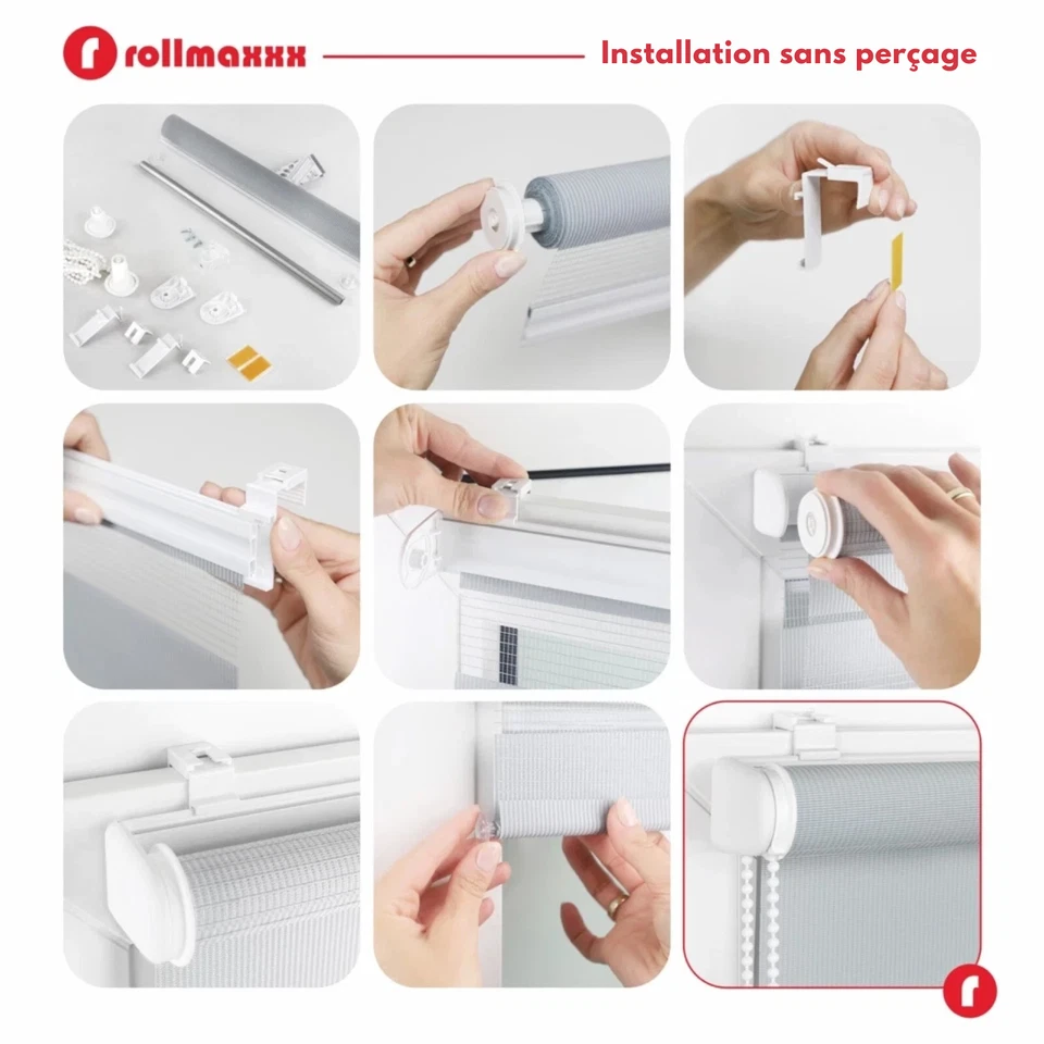 Store Enrouleur Occultant Jour Nuit Tissu Double Sans Perçage ROLLMAXXX® - Photo 4/4