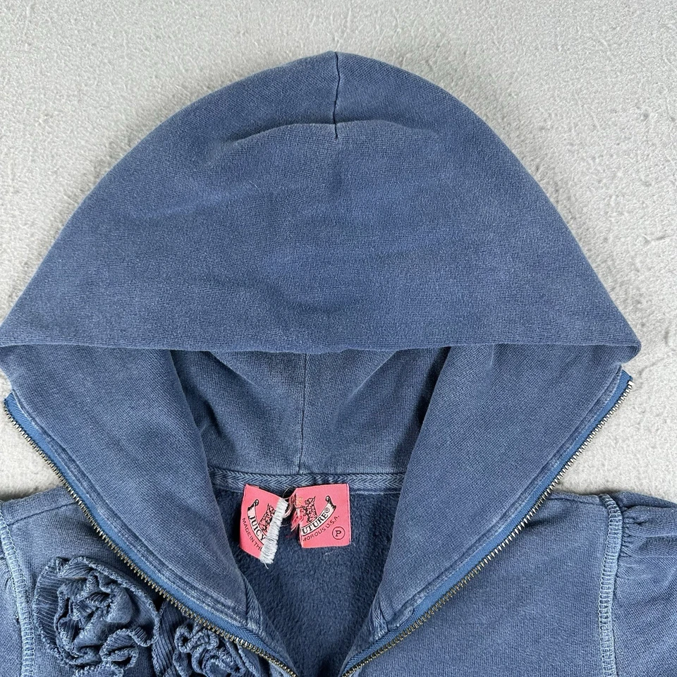 Sudadera con Capucha De Colección Y2K Juicy Couture Manga Corta Para Mujer XS Azul Floral Rory Gilmore Foto 3 de 4