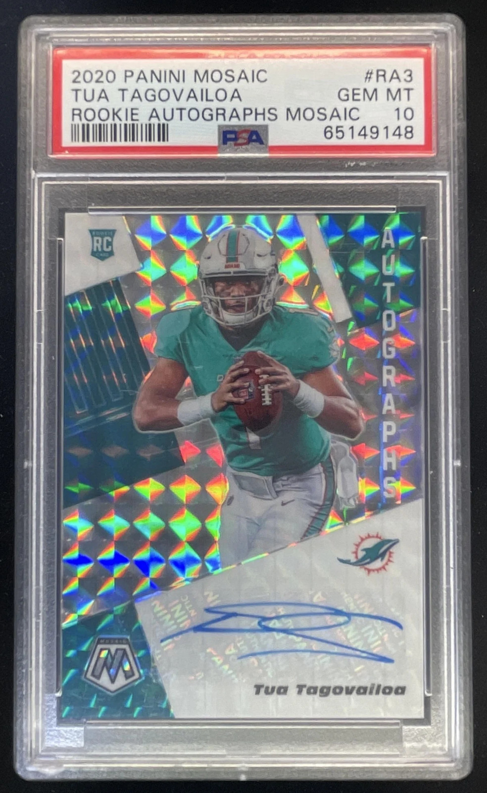 Tua Tagovailoa Panini Mosaic Rookie Autographs Mosaic #RA3 Base