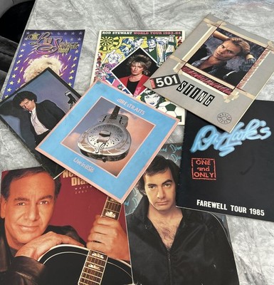 80s-00s Souvenir Concert Programs Neil Diamond, Dire Straits,Sting,Rod Stewart. 
