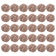 30 Pcs Wicker Rattan Balls 1.2 Inch Rattan Decorative Balls Vase Fillers Brown
