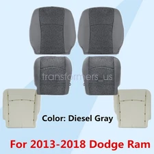 Driver Passenger Bottom Top Fabric Seat Cover Gray For 2013-2018 Dodge Ram SLT
