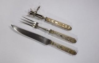 Altes Tranchierbesteck Au Lion Frankreich 3 tlg. Messer Gabel Gigot Halter