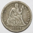 1887 10c Seated Liberty Silver Dime - RAW - Nice Original Coin / Great Detail