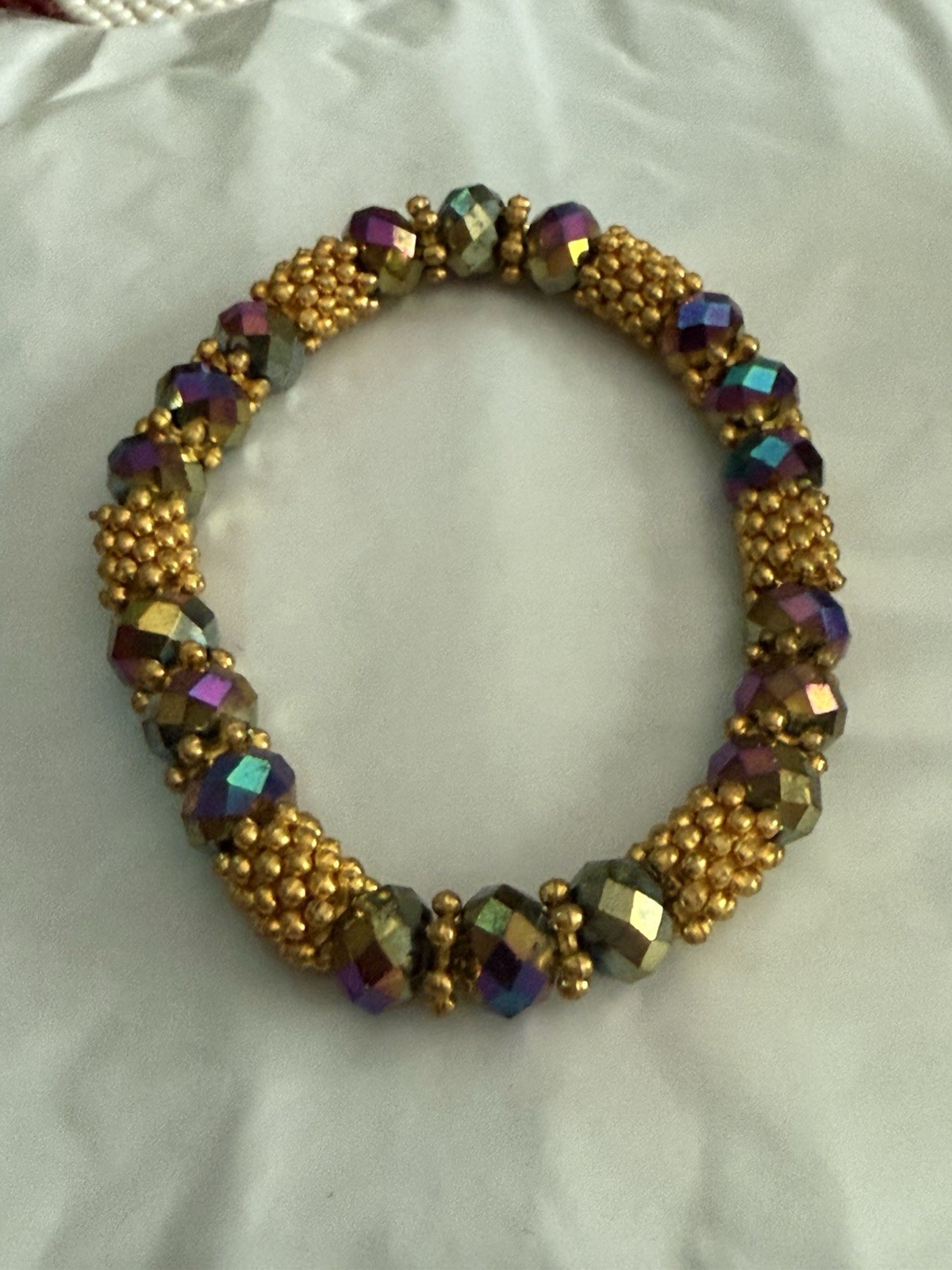 2 MULTI COLOR BEAD & GOLD PLATED ELASTIC BEADED  … - image 1