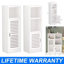 Waterproof Bathroom Cabinet Free Standing White Floor Storage Unit Cupboard Door