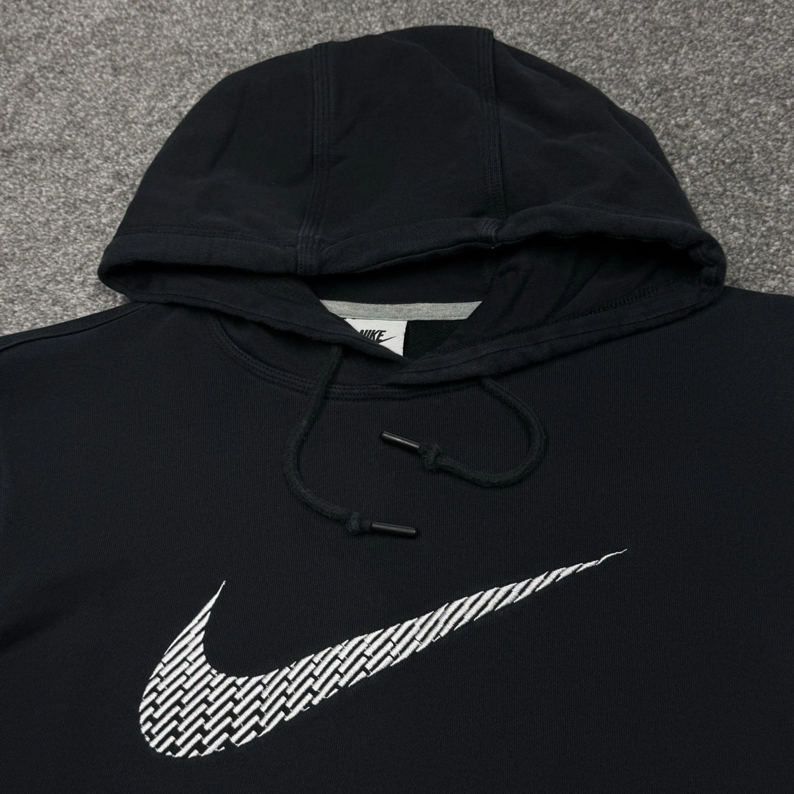 Nike Sweatshirt Men Large Black Hoodie Swoosh Pullover Sweater Gym Logo Hood