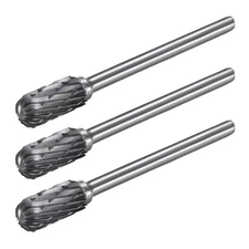 3pcs Tungsten Carbide Double Cut Rotary File Radius Cylinder Shape 1/8" Shank