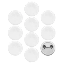 10 PCS Plain White Blank Pinback Buttons 1 inch Glossy Round DIY Badges