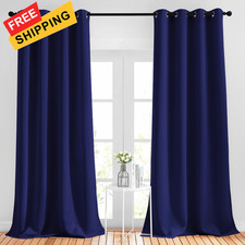 NICETOWN Blackout Curtains and Drapes for 52"W x 95"L Pack of 2 , Navy Blue