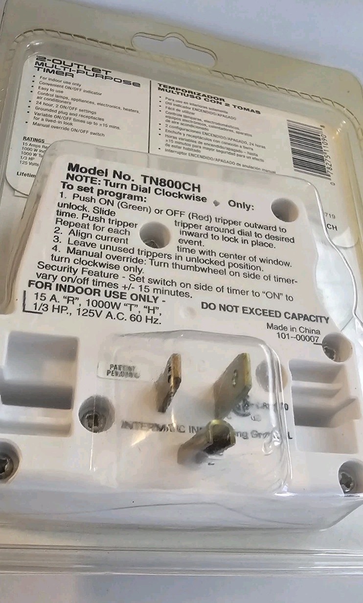 2-Outlet Multi-purpose Intermatic Timer 15A Variable ON/OFF; TN800CH *BRAND NEW*