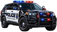 Police Car 3.5 Wide X 2 Sticker Law Enforcement Vehicle Decal Red Blue Suv