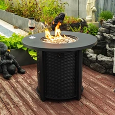 Propane Gas Fire Pit Table, 50000 BTU Round Steel Fire Pit for Outside Courtyard