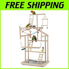 Extra Large 4-Layer Parrot Playstand with Feeder Cups