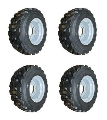 HD 12-16.5 SKS-8 Skid Steer Tires on on Silver Rims for Gehl,Thomas,Daewoo,Volvo