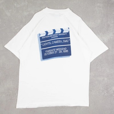Hanes Beefy Vintage 90s SMU Foundation Graphic T-Shirt XL Herren Weiß Collegiate