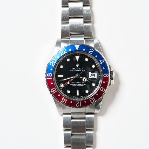 Rolex GMT-Master Pepsi 16750 Black Dial 40mm Stainless Steel Watch Vintage 1984