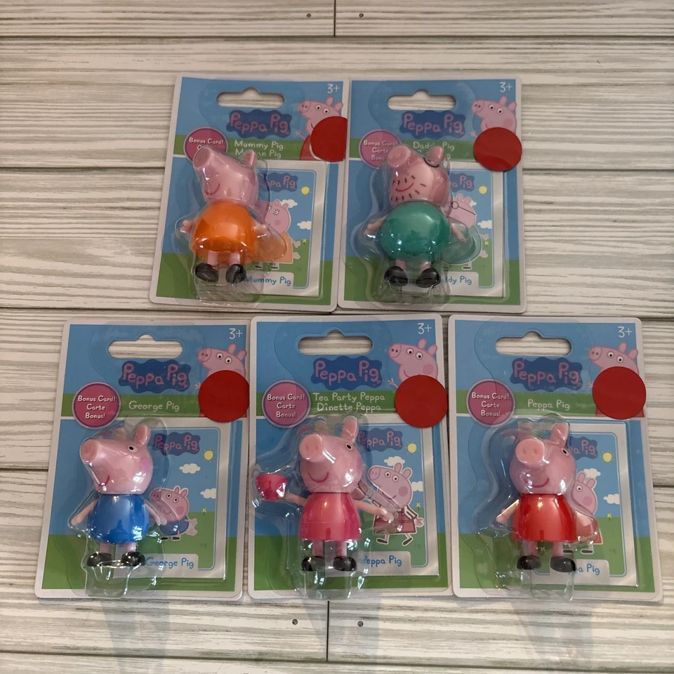 Lot of 5 Peppa Pig Family Figures With Bonus Cards NEW - Image 3 of 4
