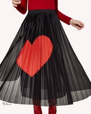 Excellent condition RED Valentino Red Valentino Pleated Skirt Heart M Black Red