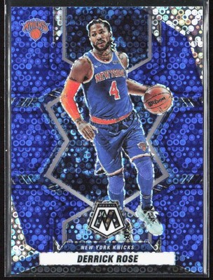 2021-22 Panini Mosaic Derrick Rose Fast Break Blue Disco Prizm /85