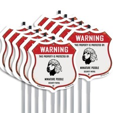 Warning Property Protected by Miniature Poodle Made in t Shield Sign With Stake