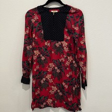 Maeve Anthropologie Dress Womens 2 Pink Navy Parrot Tropical Bird Mini Floral